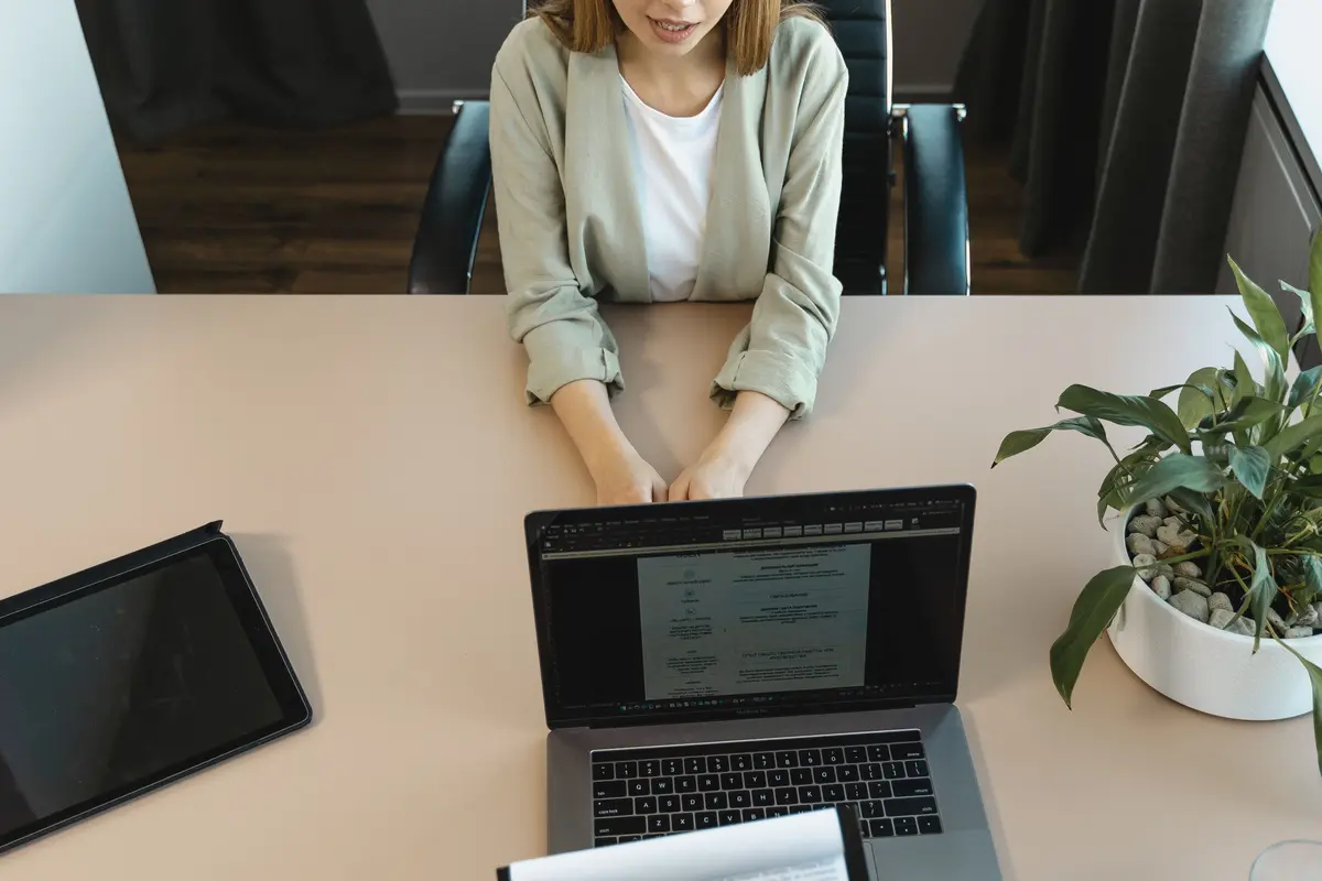 Recruiter reviewing a candidate CV during an interview
