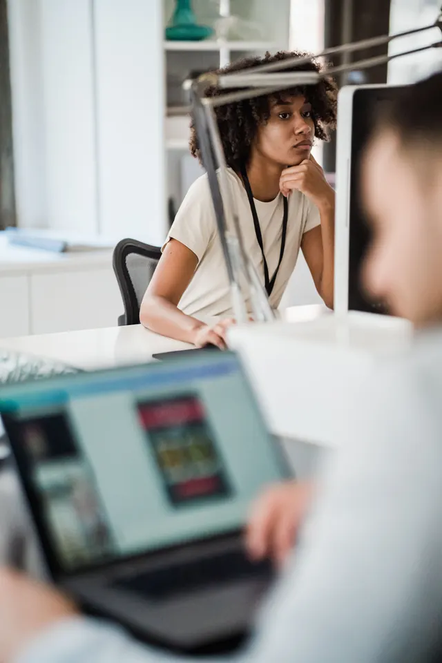 Employee focused at work